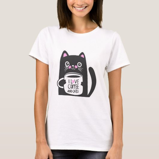 I Liebe Kaffee und Katzen - Wählen Sie die Hinterg T-Shirt (Vorderseite)