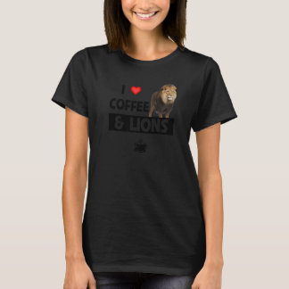 I Liebe Kaffee und Löwen Funny Coffein Tierische L T-Shirt