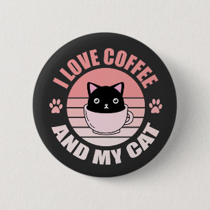 i Liebe Kaffee und mein Katzenliebhaber Button