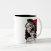 I Liebe-Kaffee-verrückter lachender Zombie-Clown Zweifarbige Tasse (VorderseiteRechts)