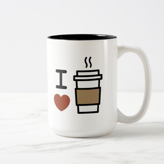 I Liebe Kaffee Zweifarbige Tasse (Rechts)