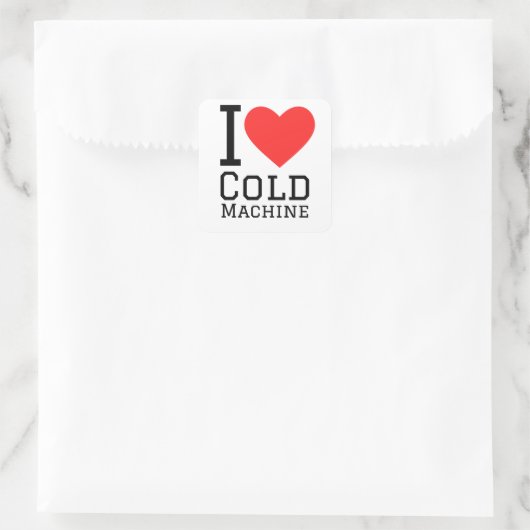 I Liebe Kältemaschine Quadratischer Aufkleber (Tasche)