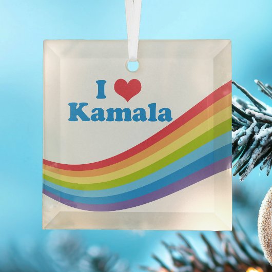 I Liebe Kamala Harris Niedlich Rainbow Weihnachten Ornament Aus Glas