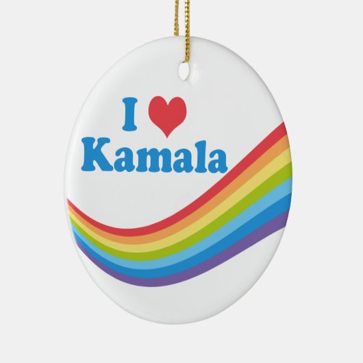 I Liebe Kamala Harris Rainbow Wave Keramik Ornament (Rechts)