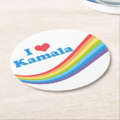 I Liebe Kamala Niedlich Election Rainbow Runder Pappuntersetzer (Angewinkelt)