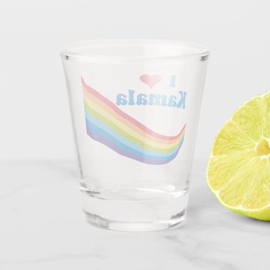 I Liebe Kamala Niedlich Election Rainbow Schnapsglas (Rückseite)