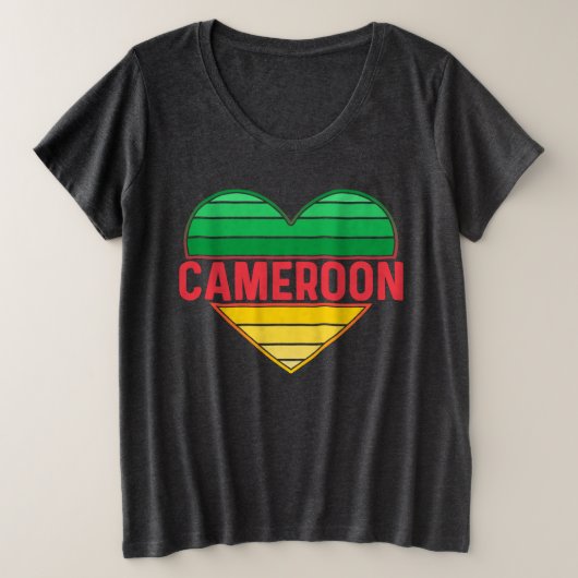 I. Liebe Kamerun, Kamerunisches Herz Große Größe T-Shirt (Design vorne)
