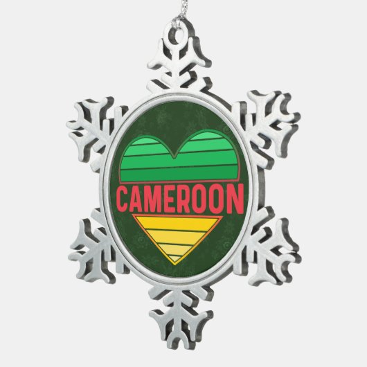 I. Liebe Kamerun, Kamerunisches Herz Schneeflocken Zinn-Ornament (Rechts)