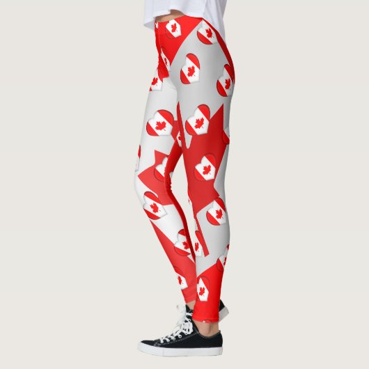 I Liebe Kanada Kanadische Flaggenfarben Funny Leggings (Links)