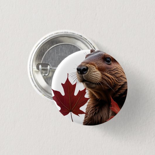 I Liebe Kanada - Kanadischer Biber mit Leaf Button (Vorne & Hinten)