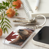 I Liebe Kanada - Kanadischer Biber mit Leaf Schlüsselanhänger (Vorderseite rechts)