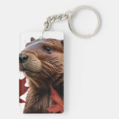 I Liebe Kanada - Kanadischer Biber mit Leaf Schlüsselanhänger (Rückseite)