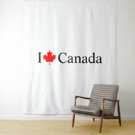 I Liebe Kanada Typografie mit Party aus rotem Ahor Wandteppich