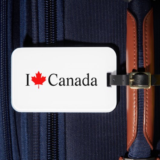 I Liebe Kanada Typografie mit rotem Ahornblatt Gepäckanhänger (Vorderseite Insitu 4)