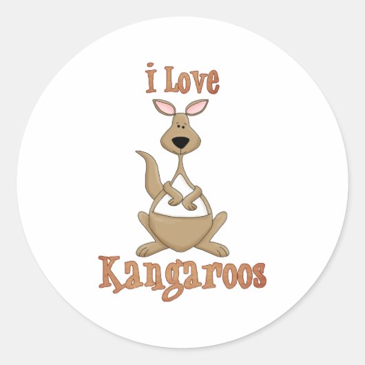 I Liebe Kangaroos Runder Aufkleber (Vorderseite)