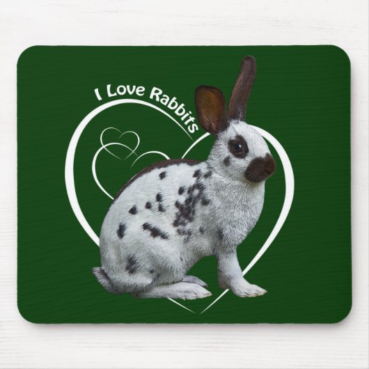 I Liebe Kaninchen Mousemat (dunkelgrün) Mousepad (Vorne)