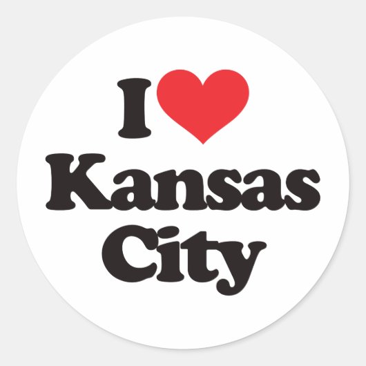 I Liebe Kansas City Runder Aufkleber (Vorderseite)
