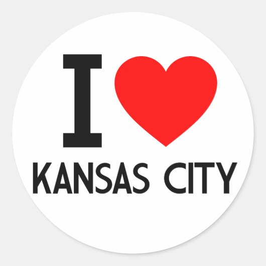 I Liebe Kansas City Runder Aufkleber (Vorderseite)