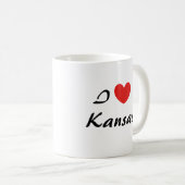 I Liebe Kansas Heart Typografy Coffee Tasse (VorderseiteRechts)