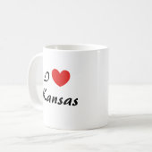 I Liebe Kansas Heart Typografy Coffee Tasse (Vorderseite Links)