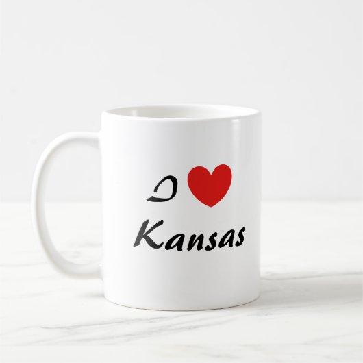 I Liebe Kansas Heart Typografy Coffee Tasse (Links)