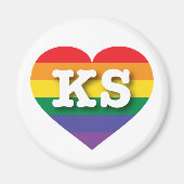 I Liebe Kansas Rainbow Heart Magnet (Vorne)