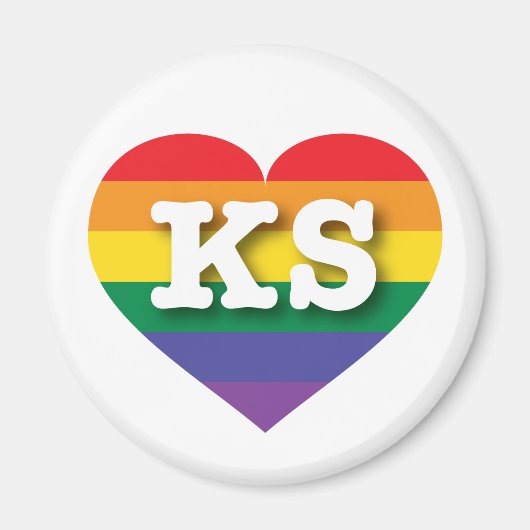 I Liebe Kansas Rainbow Heart Magnet (Vorne)