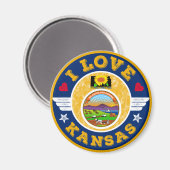 I Liebe Kansas Staat Karte und Flagge Magnet (Vorderseite/Rückseite)