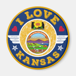 I Liebe Kansas Staat Karte und Flagge Magnet
