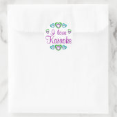 I Liebe Karaoke Runder Aufkleber (Tasche)