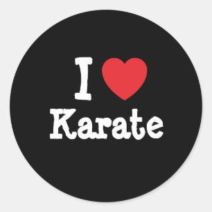 I Liebe Karate Herz Brauch personalisiert Runder Aufkleber