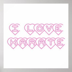 I Liebe Karate Pink Hearts Poster