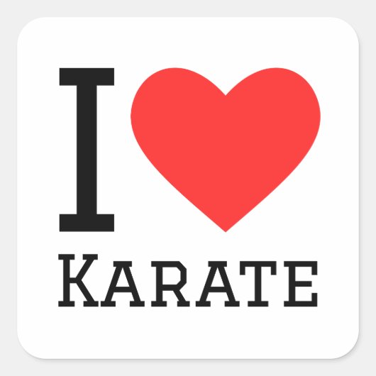 I Liebe Karate Quadratischer Aufkleber (Vorderseite)