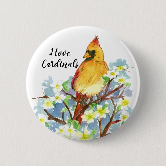 I Liebe Kardinal Staat Bird of Virginia Button (Vorderseite)