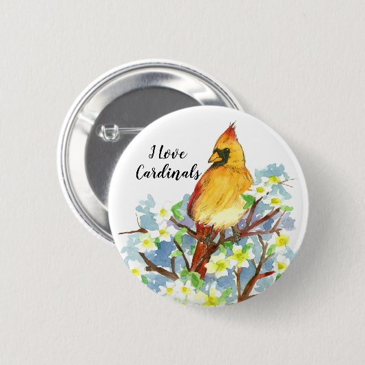 I Liebe Kardinal Staat Bird of Virginia Button (Vorne & Hinten)