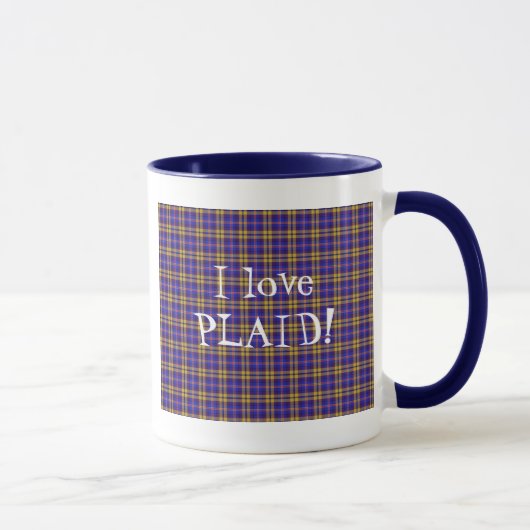 I Liebe Kariert- Blau Tasse (Rechts)