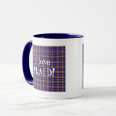 I Liebe Kariert- Blau Tasse (Vorderseite Links)