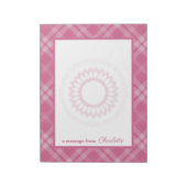 I Liebe Kariert Rosa Border & Blume Medallion Notizblock (Rotiert)