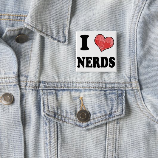 I Liebe (Kariertes Herz) Nerds Button (Beispiel)