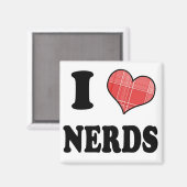 I Liebe (Kariertes Herz) Nerds Magnet (Vorderseite/Rückseite)