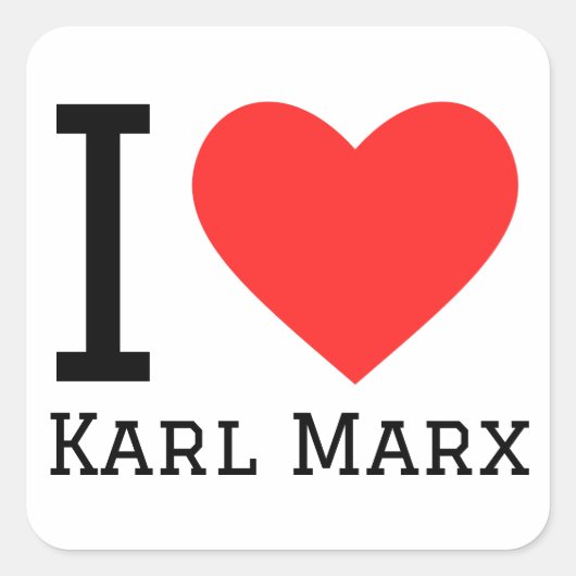 I Liebe Karl Marx Quadratischer Aufkleber (Vorderseite)