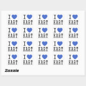 I Liebe KART Quadratischer Aufkleber (Blatt)