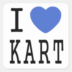 I Liebe KART Quadratischer Aufkleber