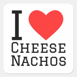 I Liebe Käse nachos Quadratischer Aufkleber