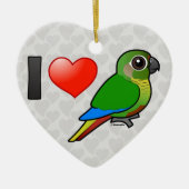 I Liebe Kastanienbraun-aufgeblähtes Conures Keramik Ornament (Vorne)