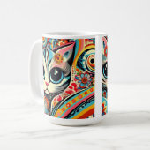 I Liebe Kätzchen Cat Mexican Folk Art Talavera Sty Kaffeetasse (Vorderseite Links)