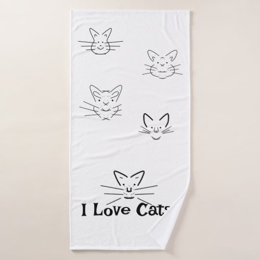 I Liebe Katzen Badehandtuch (Badehandtuch)