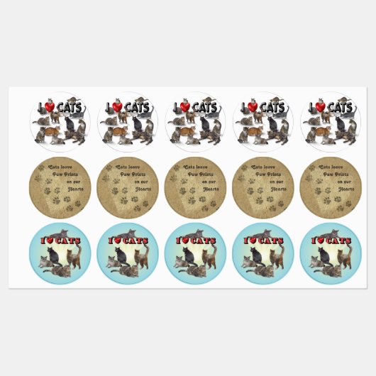 I Liebe Katzen Etiketten (Blatt)