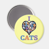 I Liebe Katzen - Herzklopfen Magnet (Vorderseite/Rückseite)