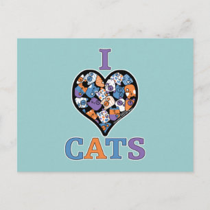 I Liebe Katzen - Herzklopfen Postkarte